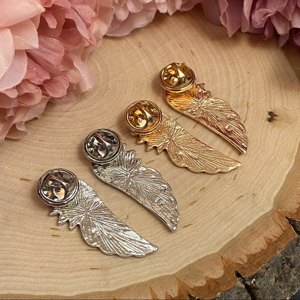 Angel Wings Feather Shirt Collar Suit Pin Brooch - Picture 13 of 14